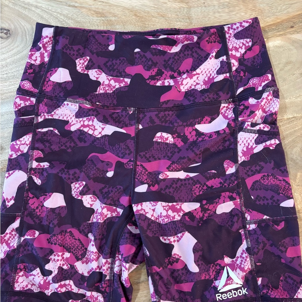 Reebok Pink and Purple Camouflage Leggings